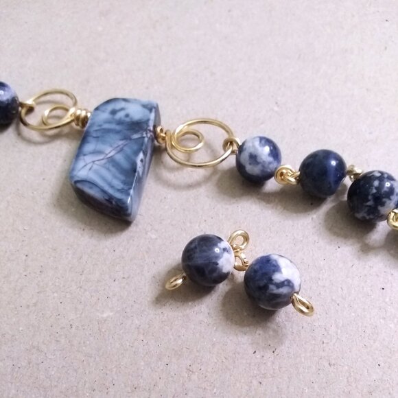 Wire Wrapped Blue Sodalite Bracelet - Handmade - Unique - One-of-a-kind! Fits 7" - Picture 11 of 12